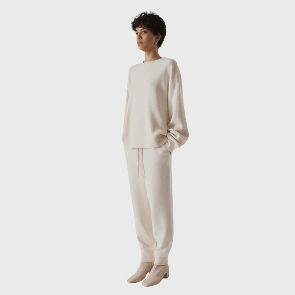 SAYAKA DAVIS Knit Sweatpants in Ivory on model