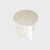 Audo Androgyne Side Table in White Metal with crystal rose marble top