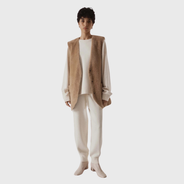 SAYAKA DAVIS Knit Sweatpants in Ivory on model