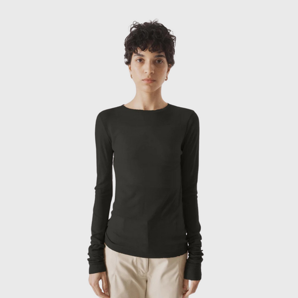 SAYAKA DAVIS Sheer Long Sleeve Tee in Deep Forest