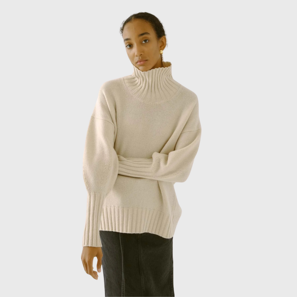 SAYAKA DAVIS High Collar Sweater in Wheat