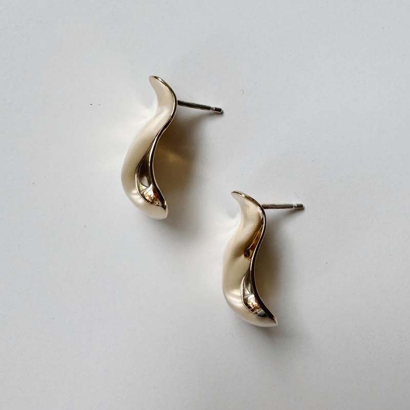 Gold plated fay andrada lintu bird inspired earrings