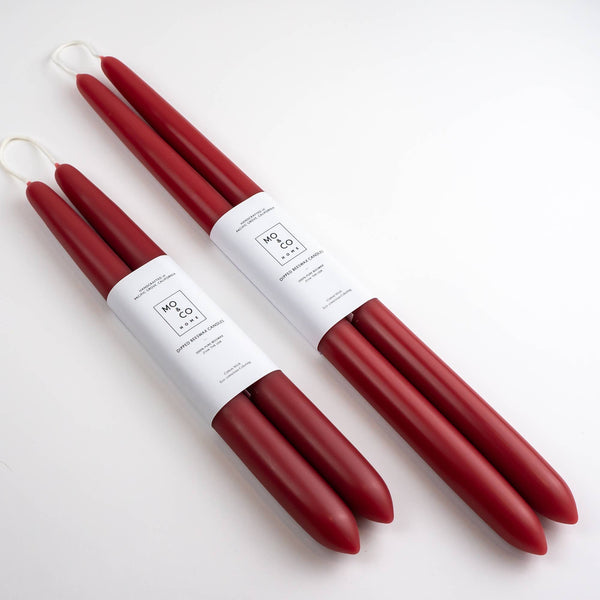 100% Beeswax Dipped Candles | Berry Red