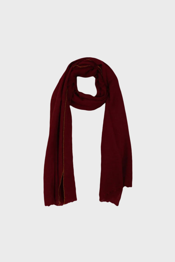 Moismont wool silk no 100 echarpe scarf red wine